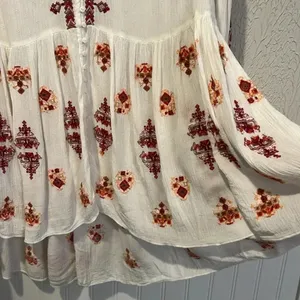 Free People Ariana White and Red embroidered tunic top size X Small thumbnail 8