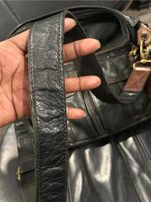 Fossil Dark black Leather Satchel with Brass Zipper Detail thumbnail 9