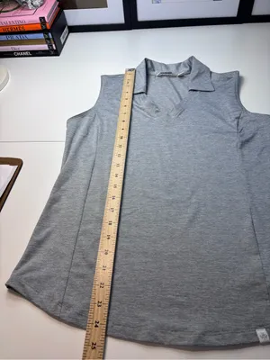 Lady Hagen Sleeveless Collared Tank - Heather Gray thumbnail 8