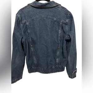 Vintage dark denim moto style jacket size medium thumbnail 3
