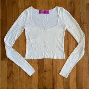 GAUGE81 Long‎ Sleeve Sweetheart Neck Shirt Ivory Off White Small thumbnail 1