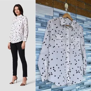 Equipment Star Print Long Sleeve Silk Blouse medium thumbnail 4