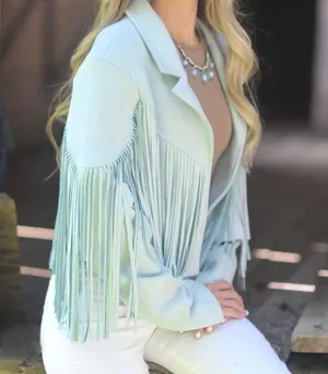 Velvet Fringe Jacket Blue thumbnail 1