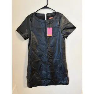NWT THML MSRP $98 Wynne Black Faux Leather Vegan‎ Short Sleeve Short Dress S thumbnail 11
