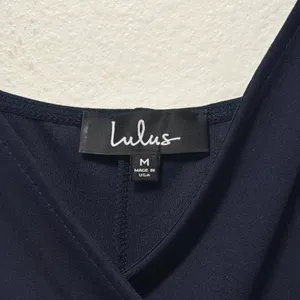 Lulus Formal Dress Sz M Navy Blue Maxi Surplice Ruched Side Slit Wedding Guest thumbnail 5
