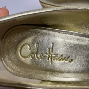 Cole Haan gold leather wedge espadrilles women’s size 8.5 dressy‎ party metallic thumbnail 8