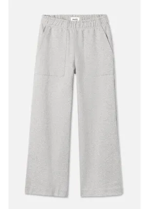 Mate The Label Organic Fleece Wide Leg Pant Heather Grey Large MSRP $138 thumbnail 1