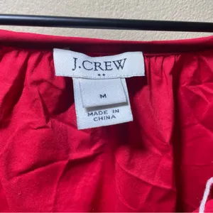 J. Crew Red Peasant Blouse with White Tassel Ties thumbnail 4