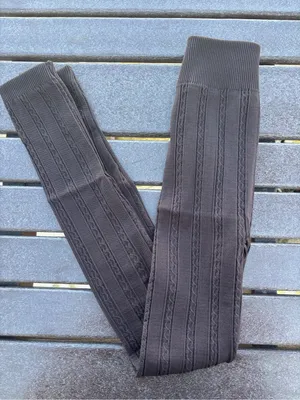 Scala Black Ribbed Knit Leggings with Branded Waist thumbnail 1