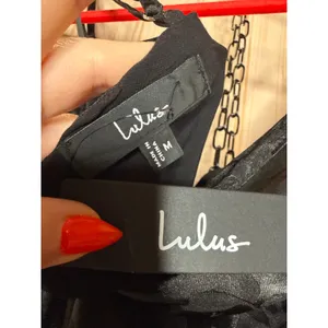 NWT Lulus Close to Your Heart Black Satin Jacquard Cowl Slip Dress LBD Party M thumbnail 7