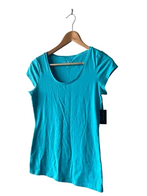 The Limited The Perfect Cotton Blend Scoop Neck Blue T-Shirt XS NWT thumbnail 2
