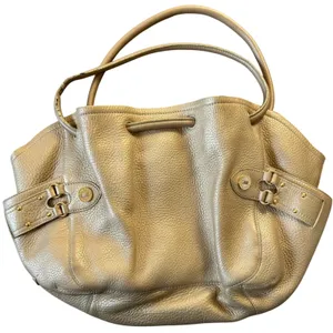 Cole Haan Gold Pebbled Leather Large Hobo Bag Pink Interior‎ thumbnail 1