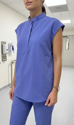 FIGS Rafaela Caspain Blue Mandarin Collar Scrub Top - XS thumbnail 1