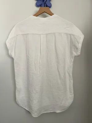 Faherty XS Dream Cotton Gauze Henley Short Sleeve Shirt White Crew Coastal thumbnail 7