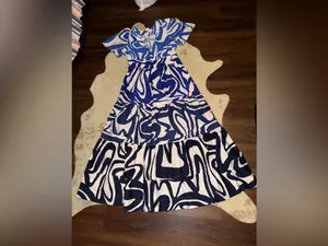 Nwot Anthropologie Somerset tiered maxi dress $170 L fall party boho blue wave thumbnail 8