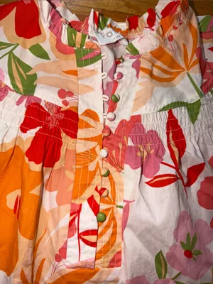 Fate Floral Puff-Sleeve Blouse - Pink, Orange, Green thumbnail 3
