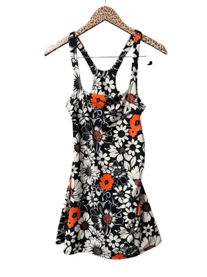 Free People FP Movement Never Better Floral Print Mini Dress Black White Large thumbnail 3