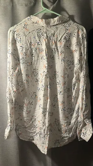 Velvet Heart Button Down White Blouse Colorful Dots thumbnail 2