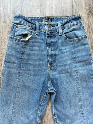 Abercrombie & Fitch Zoe Natural Rise Straight Leg Patchwork Ankle Jeans Size 26 thumbnail 3