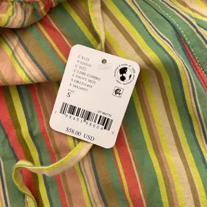 Free People Saylor Poplin long relaxed Shorts rainbow stripe coastal boho S NWT thumbnail 4