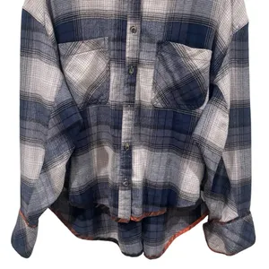 BDG Urban Outfitters Blue and Grey Plaid‎ Oversized Flannel Top Size S thumbnail 4