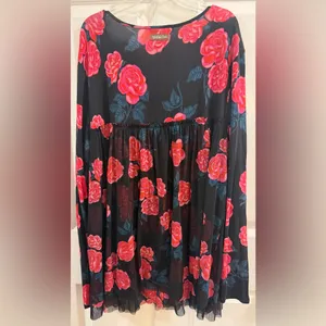 Matilda Jane Black Floral Babydoll Tunic with Pink Roses thumbnail 5