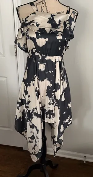 Bardot Elegant Midi Dress Size 12 | Ruffle Front Wedding Guest Cocktail Dress thumbnail 1