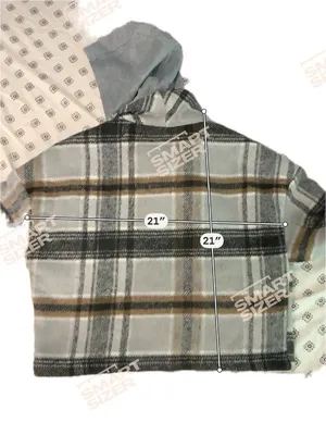 Ci Sono Men's Plaid Collection Cropped Jacket Small Flannel Pocket Hoodie Grey thumbnail 3