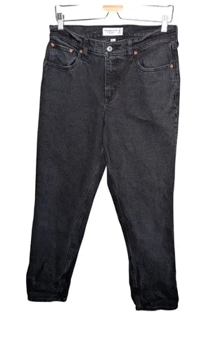 Abercrombie and Fitch Curve Love 90s Straight Mid Rise Jeans Size 29 Black Denim thumbnail 1