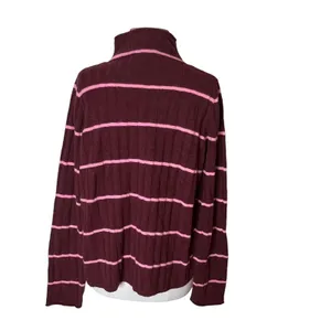 Madewell Ribbed Turtleneck Sweater Burgundy Pink Striped Merino Alpaca MC188 NEW thumbnail 4