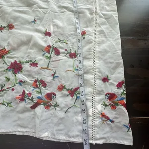 Zara Collection Dress Sz L Cotton Silk Blend Puff Sleeve Floral Embroidered thumbnail 12