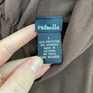 Rafaella women's brown cinched mock neck stretch lightweight neutral basic shirt thumbnail 4
