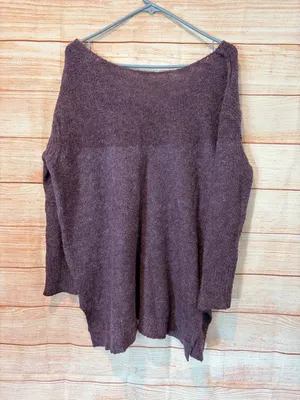 Free People Oversized V-Neck Sweater in Plum like new fits sm and Md thumbnail 3