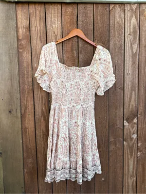 Angie Boho Dusty Rose Pink Floral Keyhole Mini Dress thumbnail 5