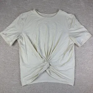 Women's Lululemon Size 6 Crescent Tshirt Tie Front Cream Athletic Basic thumbnail 1