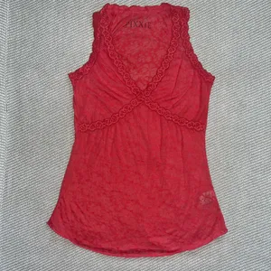 Women’s Y2k Thin Floral Hot Pink Lace Trim Sheer Babydoll Tank Top Sz M thumbnail 1