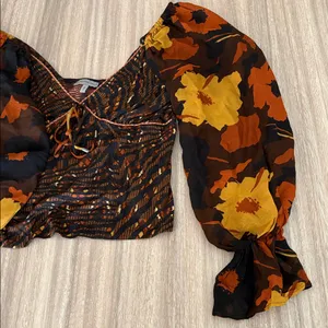 Conditions Apply Puff Long Sleeve V-Neck Blouse Women’s Size Small Anthropologie thumbnail 5