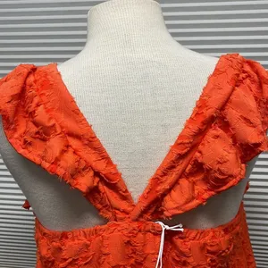 LC Lauren Conrad NWT Coral Ruffled Sleeve Square Neck Cross Back Top thumbnail 7