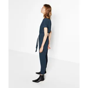 ZARA Tie Front Ankle Jumpsuit in Teal‎ Sz Small thumbnail 2