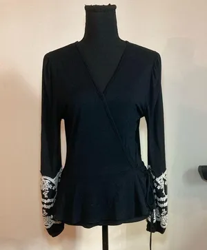 Blue Rain- Wrap black‎ long sleeve shirt thumbnail 5