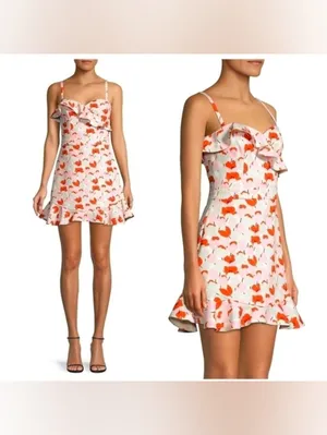 Black Halo Zalda Ruffled Floral Mini Dress thumbnail 2