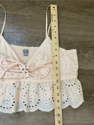 Aerie Eyelet Ruffle Tank Top Size XL Soft Pink Coquette Girl Cottage Feminine thumbnail 8