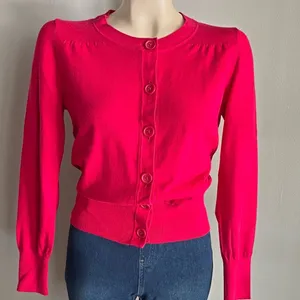 Banana Republic Y2K Hot Pink Fitted Button Cardigan Sweater Small thumbnail 2