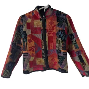 A La Carte Women's Size P XS‎ Abstract Multicolor Corduroy Zip Jacket thumbnail 5