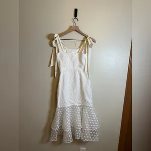 Lovers +‎ Friends Day Keeper midi dress in white with polka dot thumbnail 5