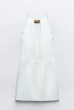 mini halter dress linen strap party coctail wedding casual thumbnail 10
