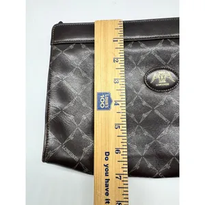 Longines Brown Leather Clutch Bag Vintage Logo Old Money thumbnail 8