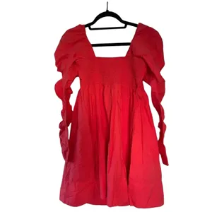 FREE PEOPLE Lindsay Babydoll Dress in Bella Rosa Red Size L New w/ Tag MSRP $138 thumbnail 9
