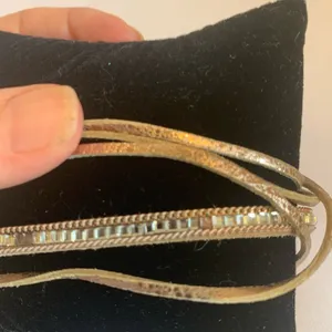 Multi-Strand Bronze Metallic Leather Wrap Bracelet Crystals Magnetic Closure thumbnail 5