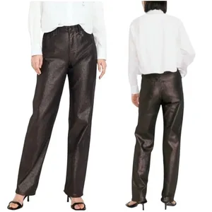 Old Navy High Rise OG Loose Metallic Jeans‎ Women's 14 Bronze Holiday Glam Party thumbnail 2